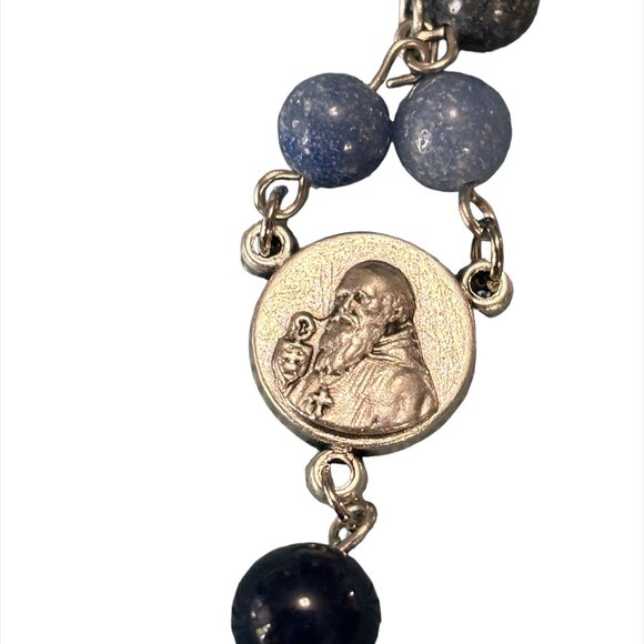 Blue Speckled St. Benedict Catholic Rosary - Picture 7 of 7